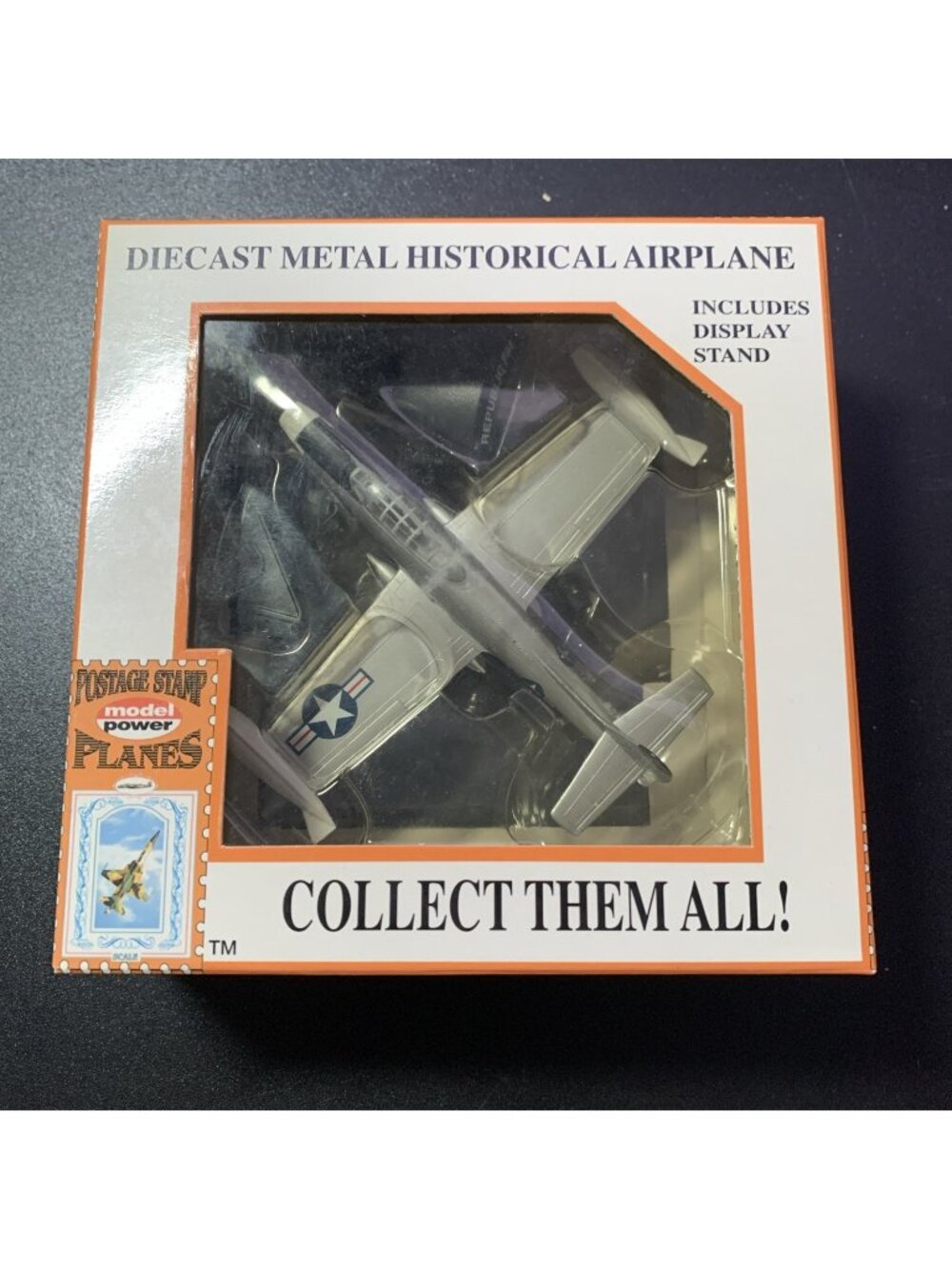 Model Power 5353 F-84 Thunderstreak 1:100 Diecast Postage Stamp Plane NIB Vtg